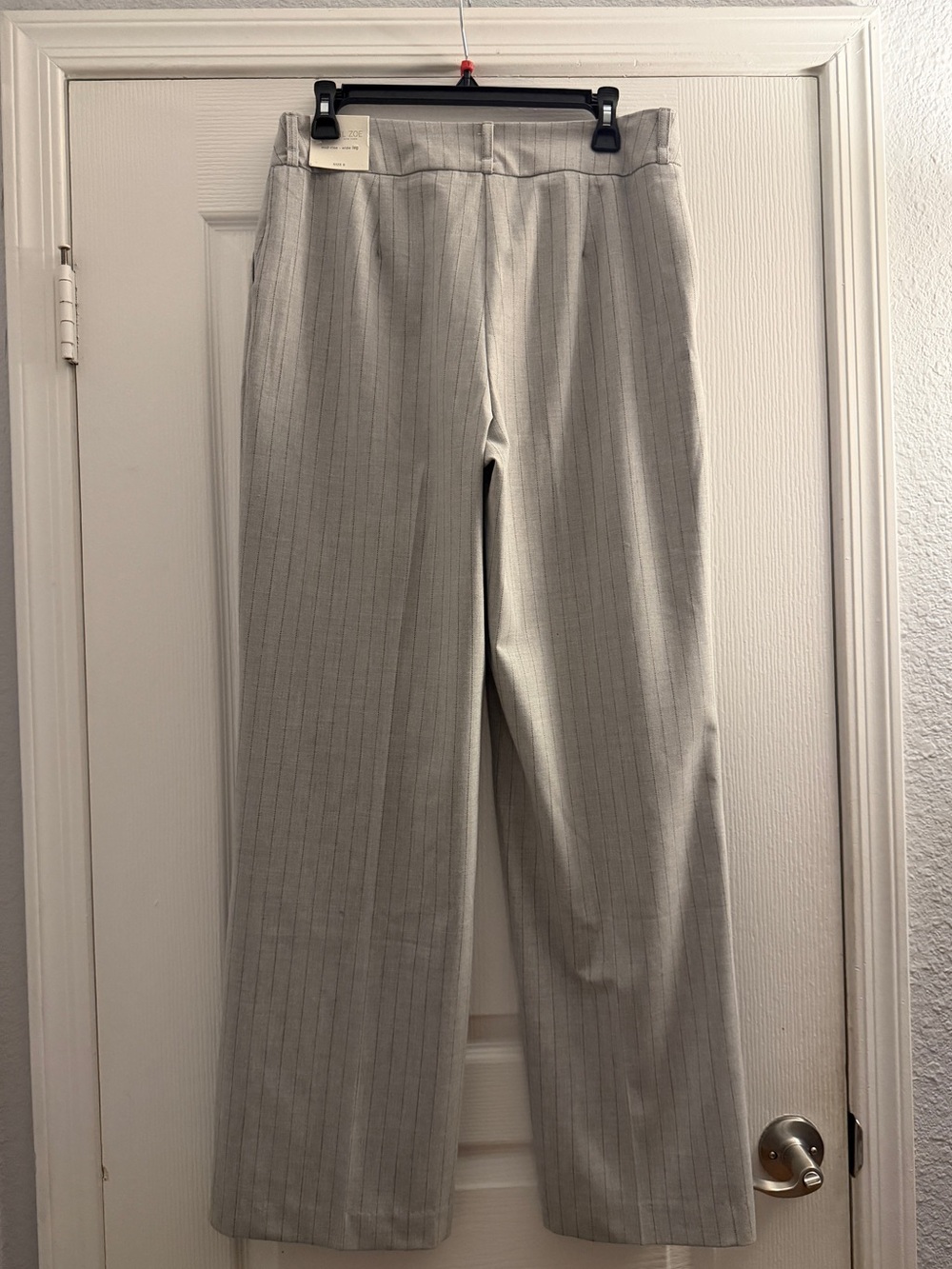 RACHEL ZOE Women’s Gray Pinstripe Wide Leg Pants NWT High Rise Dress Trouser - Picture 7 of 10